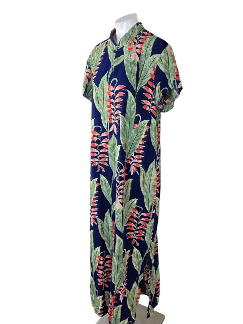 Hilo Hattie Hawaiian Maxi Dress, Short Sleeve, Leaf Floral Print, Resortwear, L - Picture 7 of 9